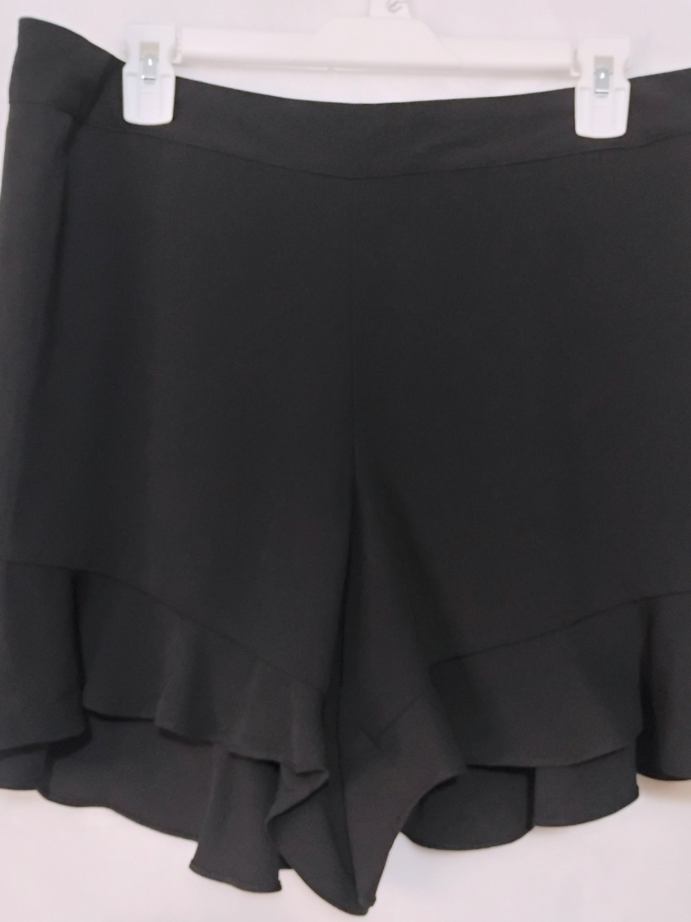 A New Day Womens 14 (X) Black Lightweight Ruffle Hem Shorts Elastic Waist NEW S